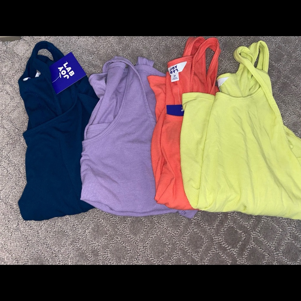 Ribbed racer back tanks